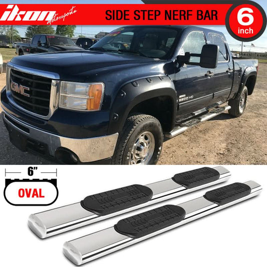 2007-2018 Chevy Silverado GMC Sierra 1500 Crew Cab 6" Running Boards