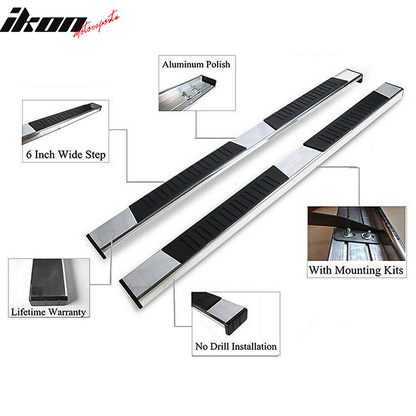 2015-2022 Ford F150 F250 Super Cab Silver 6" Running Board Aluminum