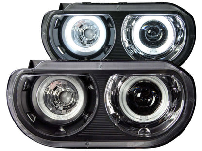 Anzo 2008-2014 Dodge Challenger Projector Headlights w/ Halo Black (CCFL)