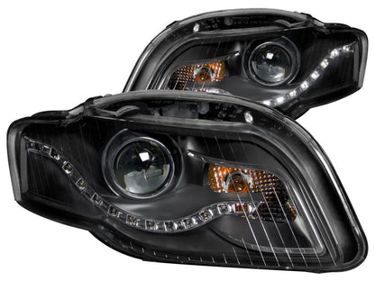 Anzo 2006-2008 Audi A4 Projector Headlights Black (R8 LED Style)