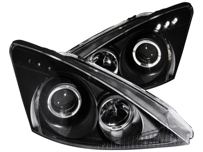 Anzo 2000-2004 Ford Focus Projector Headlights w/ Halo Black w/ LED