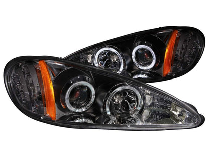 Anzo 1999-2005 Pontiac Grand Am Projector Headlights w/ Halo w/ LED Black