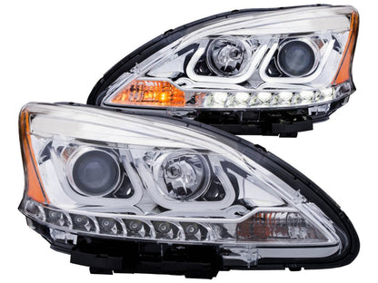 Anzo 2013-2015 Nissan Sentra Projector Headlights w/ U-Bar Chrome