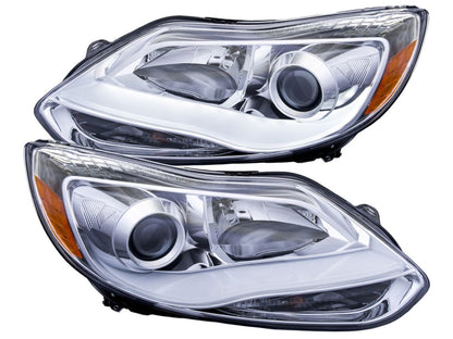 Anzo 2012-2014 Ford Focus Projector Headlights w/ Plank Style Design Chrome