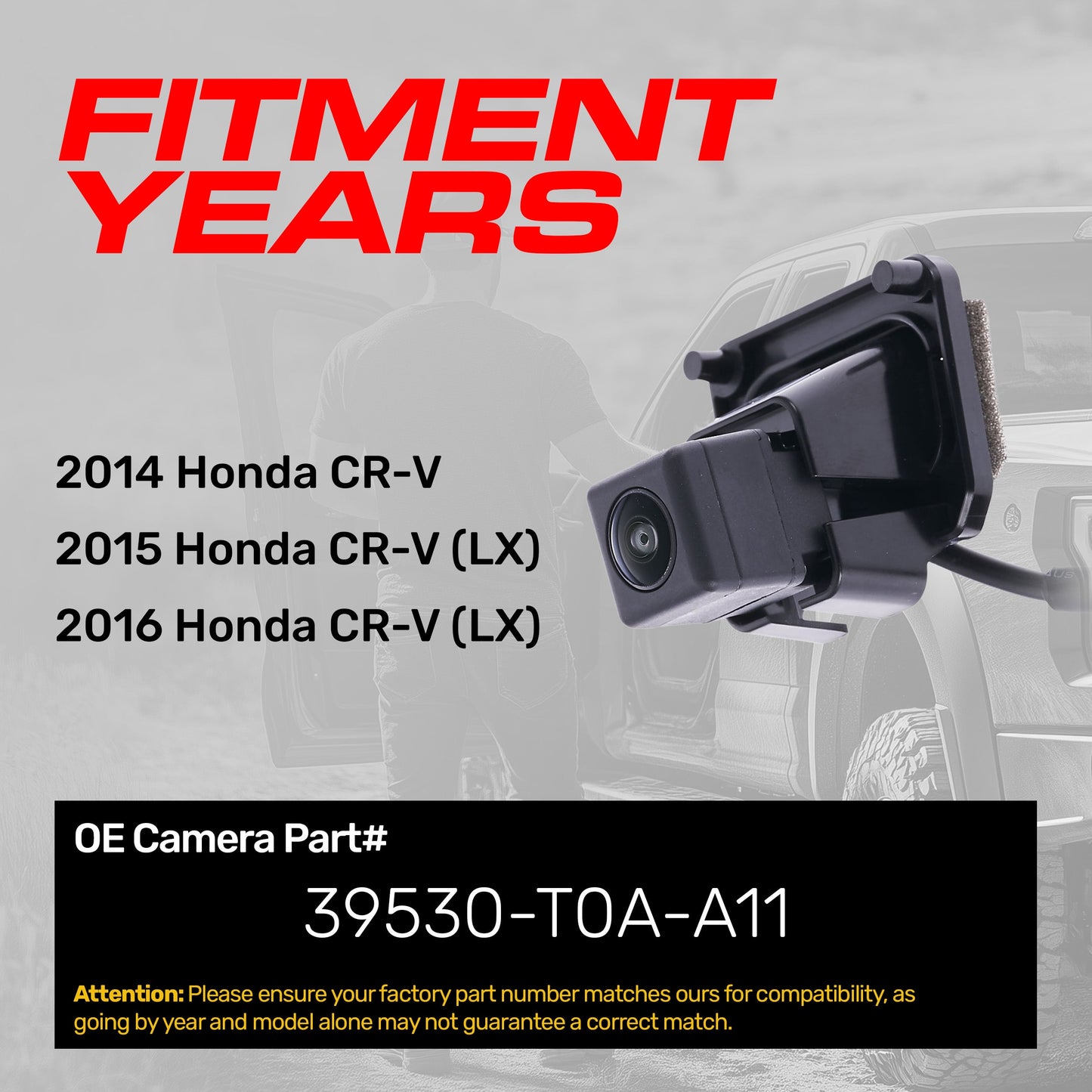 Honda CR-V (2014), CR-V LX (2015-2016) OEM Replacement Backup Camera OE Part # 39530-T0A-A11