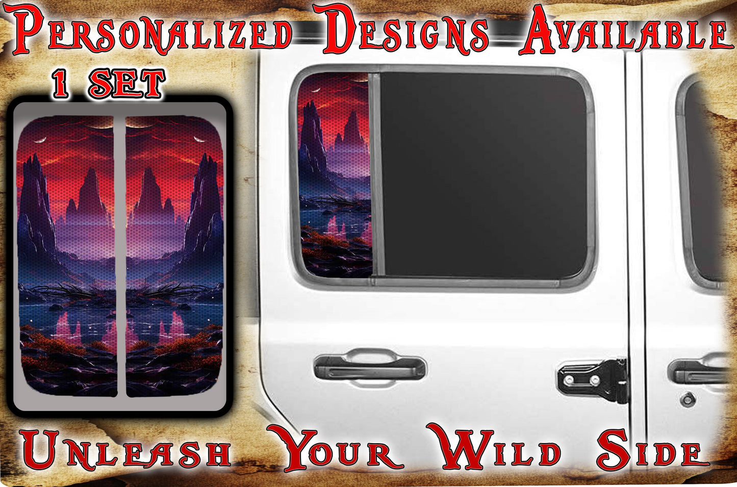 Side door window decal sunrise 124