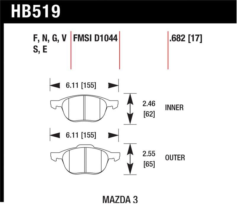 Hawk HPS 08-09 Mazda 3 / Ford/ Volvo HPS Street Front Brake Pads