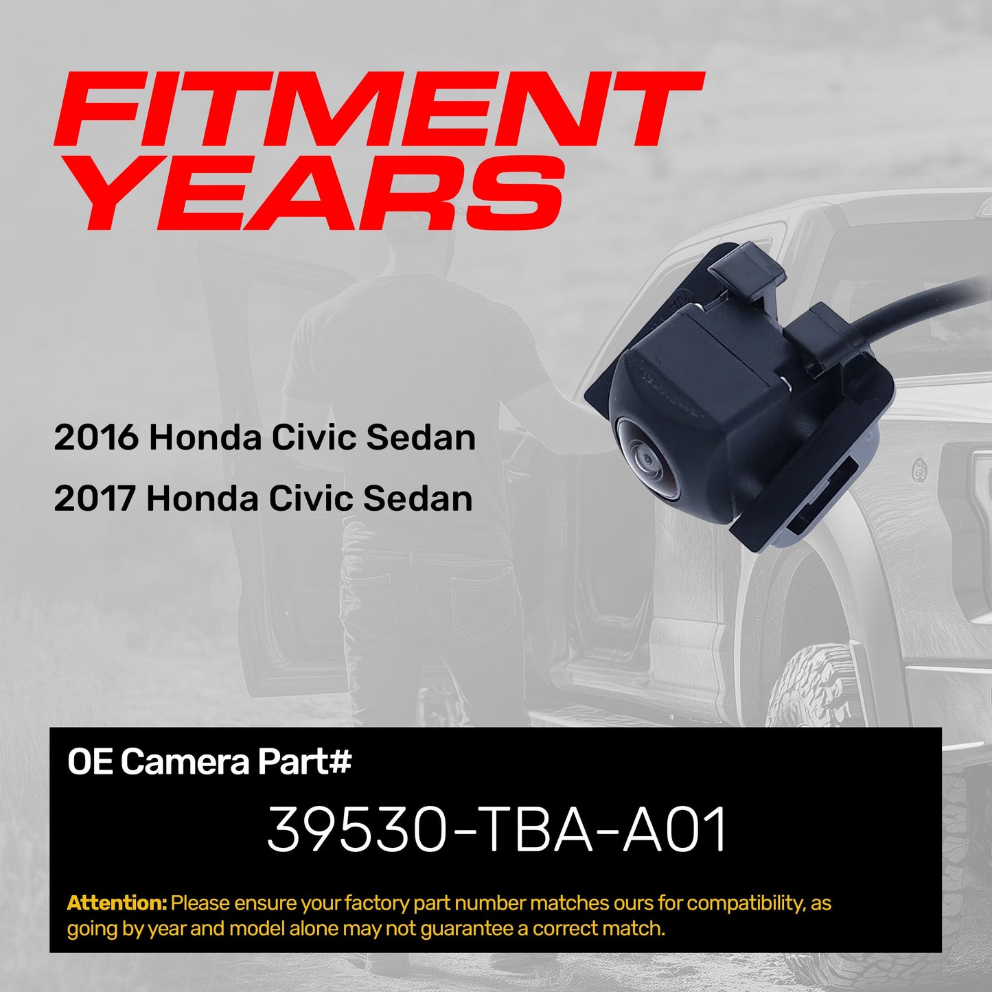 Honda Civic Sedan (2016-2017) OEM Replacement Backup Camera OE Part # 39530-TBA-A01