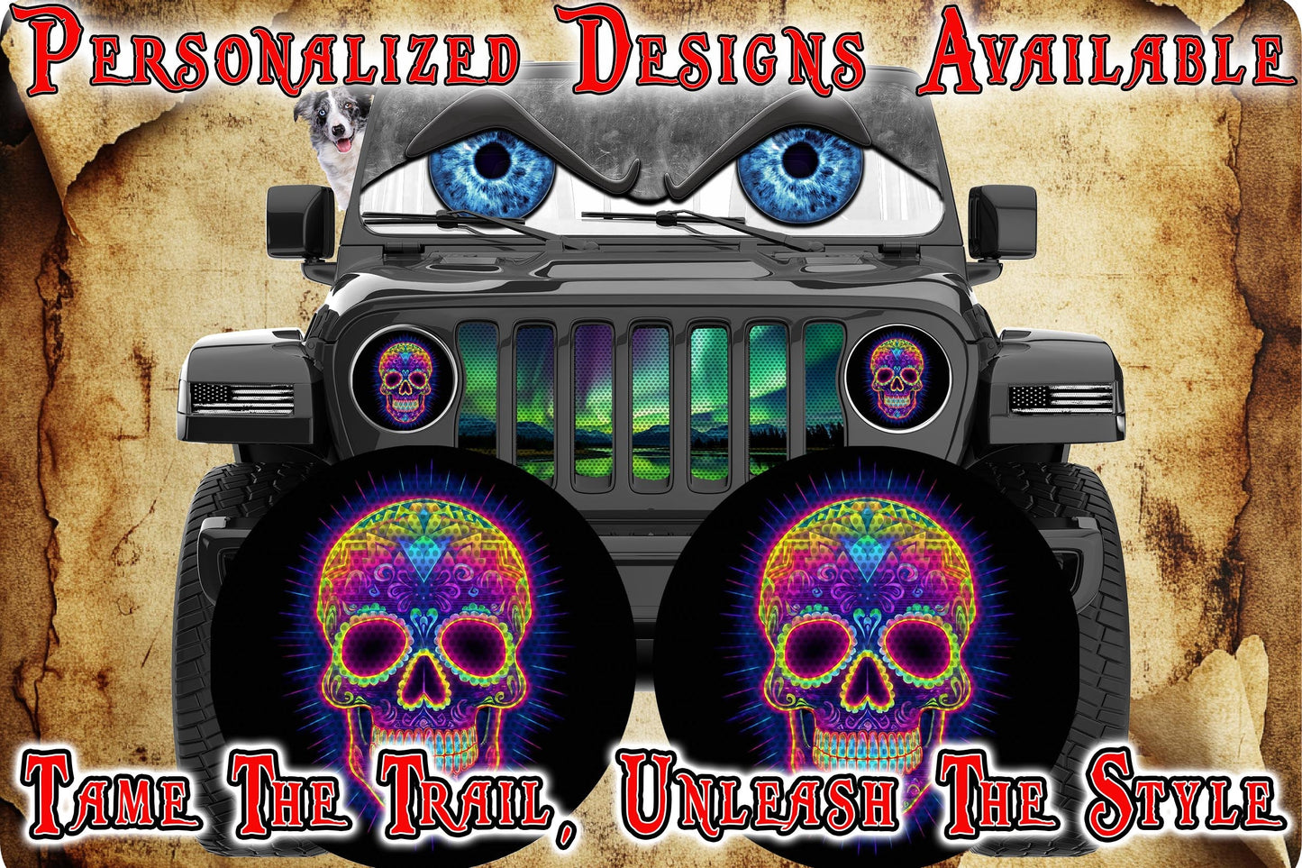 skull headlight decal 129
