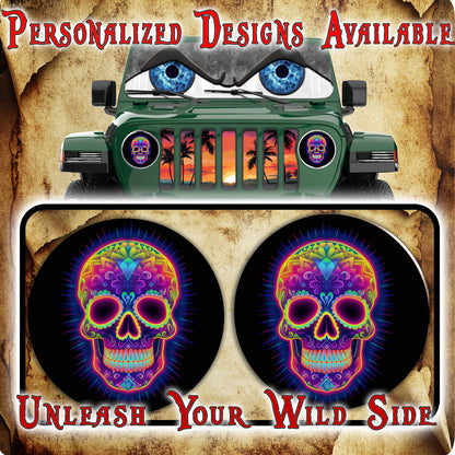 skull headlight decal 129