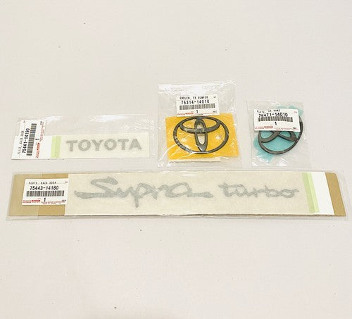 New Genuine Toyota Supra JZA80 MK4 Turbo Front + Rear Black Emblem KIT of 4