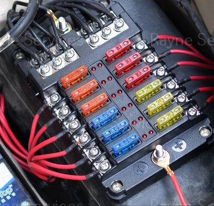 12 Way ATO/ATC Blade Fuse Block Car/Auto/Solar/Boat 12V-48V Holder Panel Board