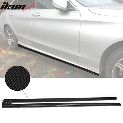 2015-2018 Benz C Class W205 AMG S Style 2PCS Side Skirts Carbon Fiber