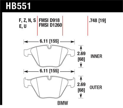 Hawk 07-09 BMW 335d/335i/335xi / 08-09 328i/M3 Performance Ceramic Street Front Brake Pads