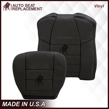 2002-2007 Ford F250/F350/F450/F550 Lariat Extended Cab Seat Cover in Black: Choose Leather or Vinyl