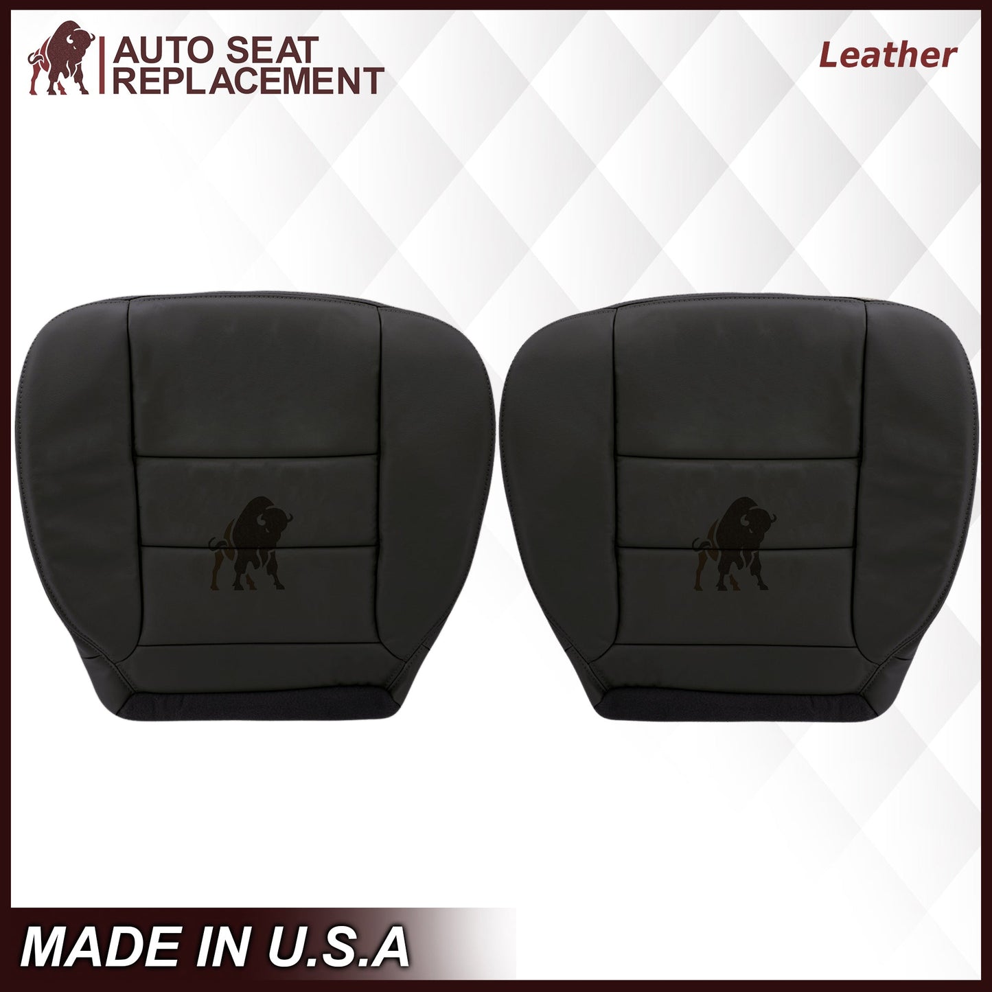2002-2007 Ford F250/F350/F450/F550 Lariat Extended Cab Seat Cover in Black: Choose Leather or Vinyl