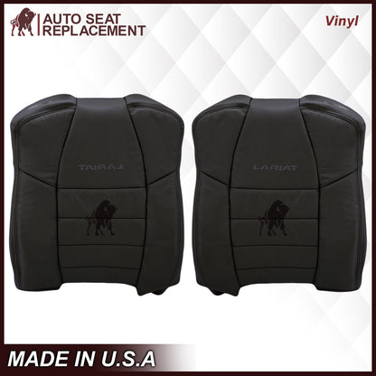 2002-2007 Ford F250/F350/F450/F550 Lariat Extended Cab Seat Cover in Black: Choose Leather or Vinyl