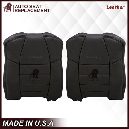 2002-2007 Ford F250/F350/F450/F550 Lariat Extended Cab Seat Cover in Black: Choose Leather or Vinyl