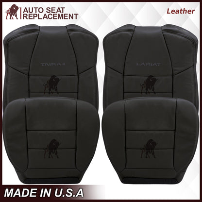 2002-2007 Ford F250/F350/F450/F550 Lariat Extended Cab Seat Cover in Black: Choose Leather or Vinyl