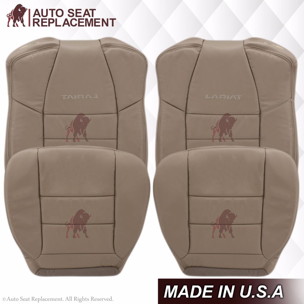 2002-2007 Ford F250/F350/F450/F550 Lariat Extended Cab Seat Cover in Tan: Choose Leather or Vinyl