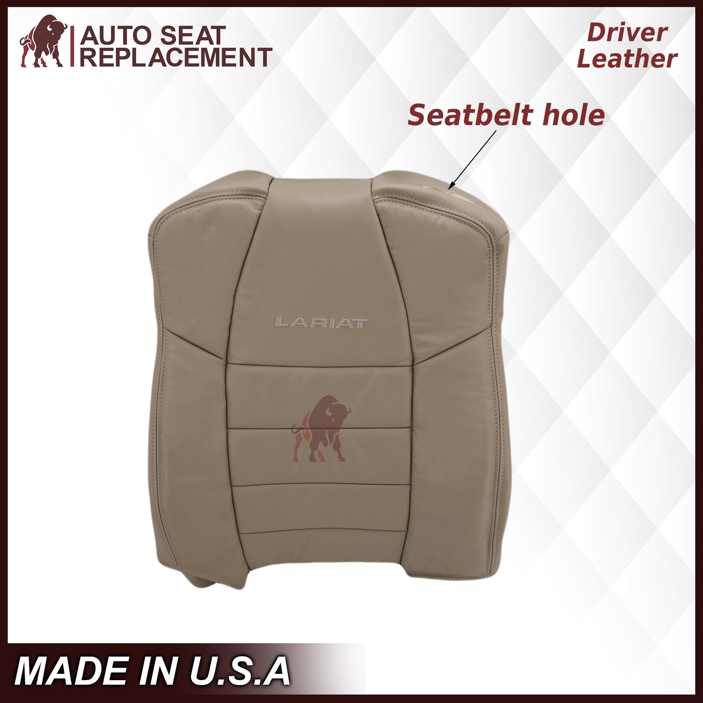 2002-2007 Ford F250/F350/F450/F550 Lariat Extended Cab Seat Cover in Tan: Choose Leather or Vinyl