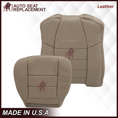 2002-2007 Ford F250/F350/F450/F550 Lariat Extended Cab Seat Cover in Tan: Choose Leather or Vinyl