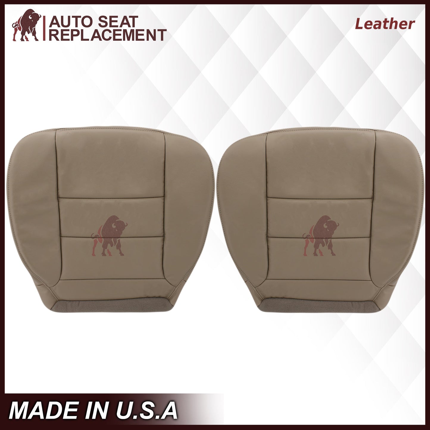 2002-2007 Ford F250/F350/F450/F550 Lariat Extended Cab Seat Cover in Tan: Choose Leather or Vinyl
