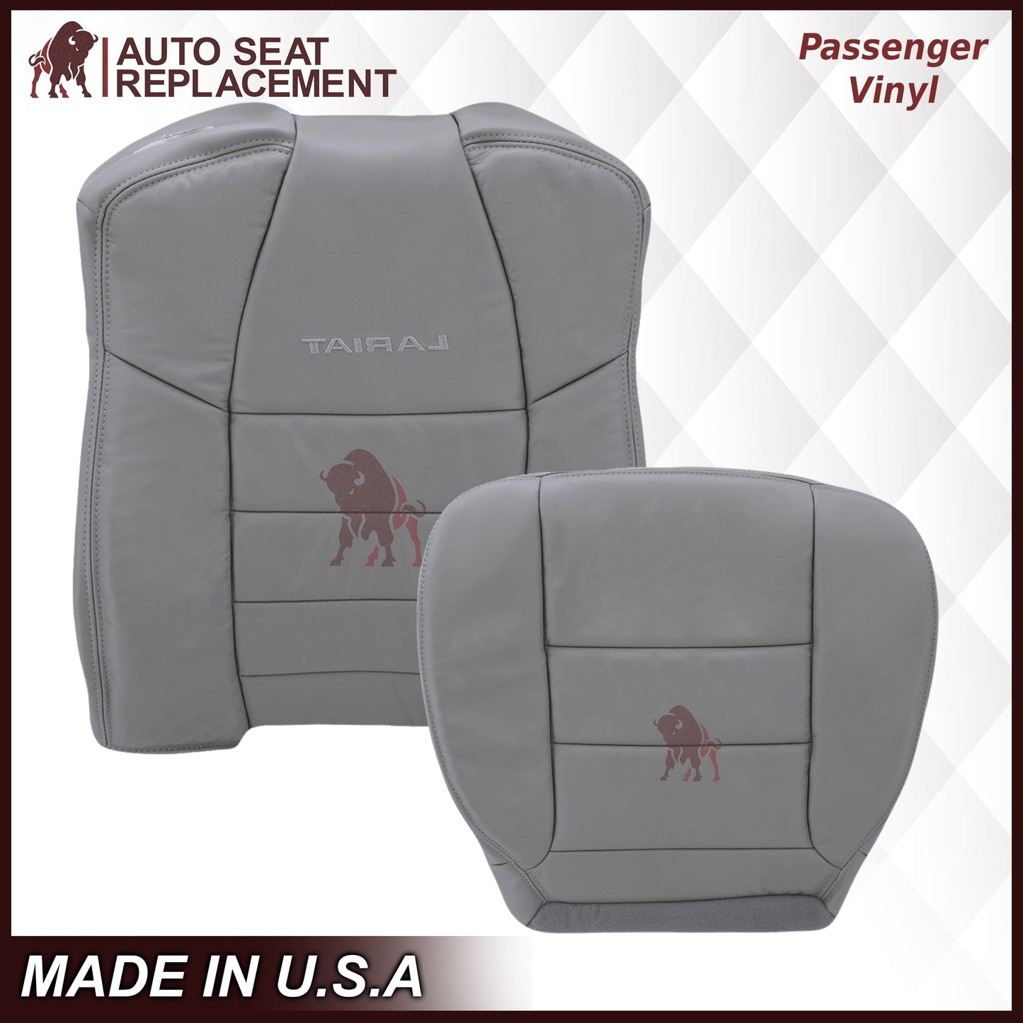 2002-2007 Ford F250/F350/F450/F550 Lariat Extended Cab Seat Cover in Flint Gray: Choose Leather or Vinyl
