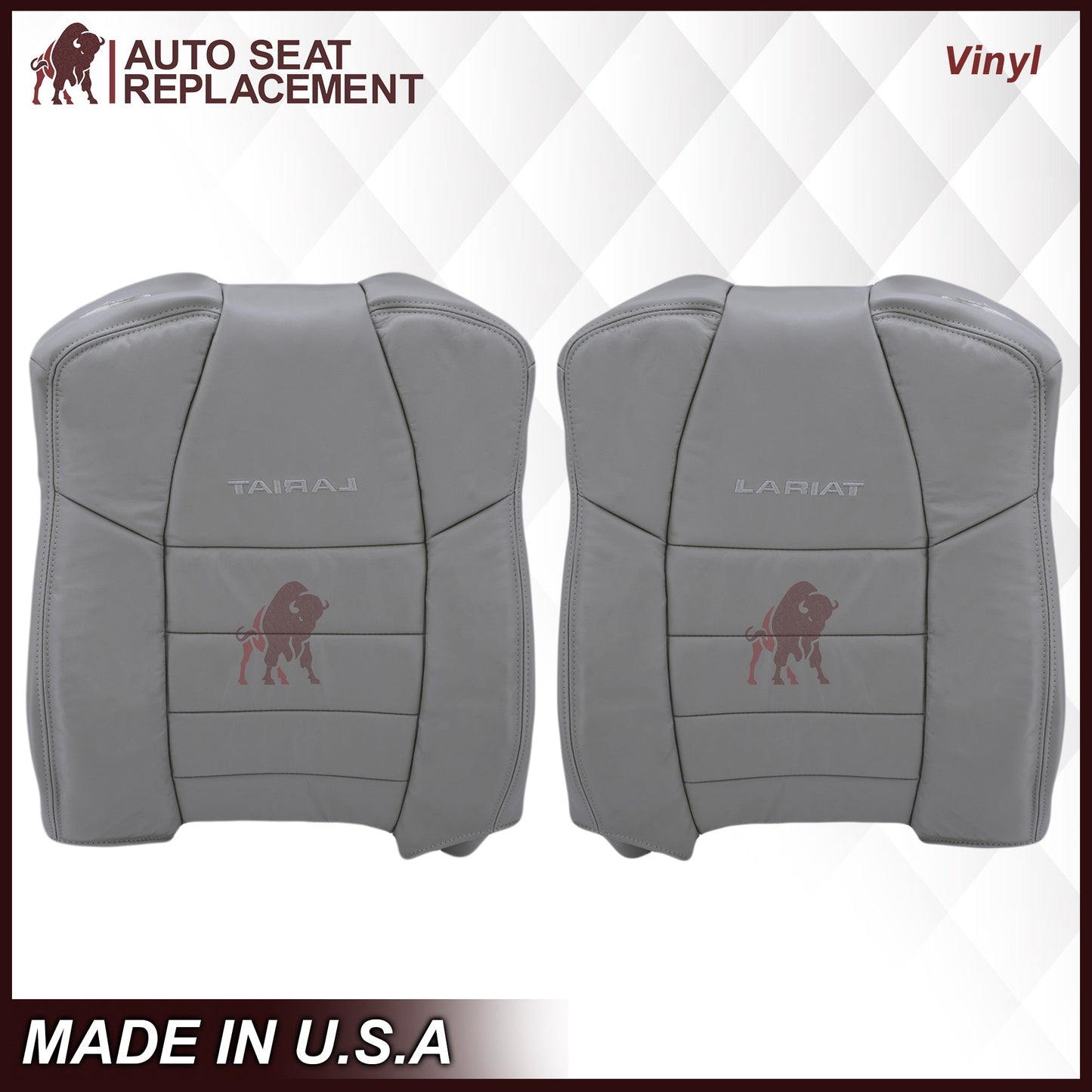 2002-2007 Ford F250/F350/F450/F550 Lariat Extended Cab Seat Cover in Flint Gray: Choose Leather or Vinyl