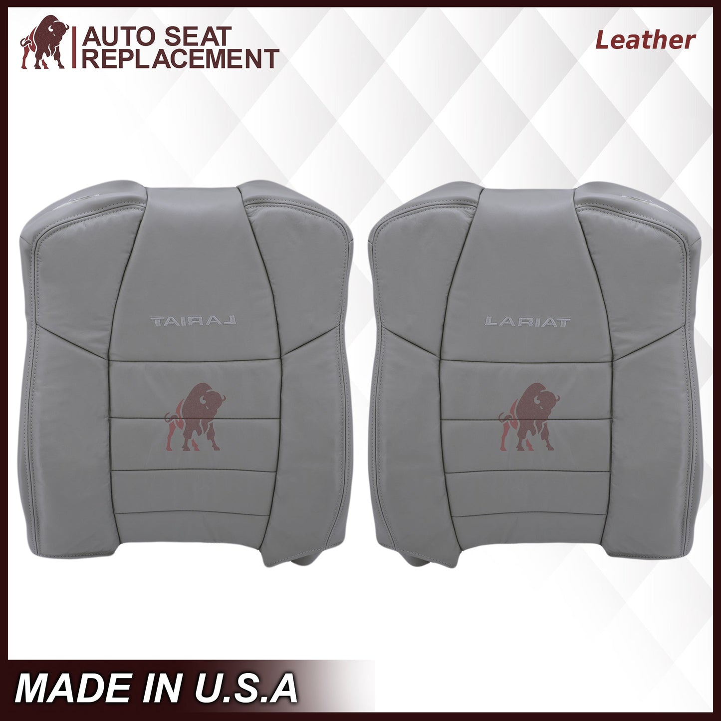 2002-2007 Ford F250/F350/F450/F550 Lariat Extended Cab Seat Cover in Flint Gray: Choose Leather or Vinyl