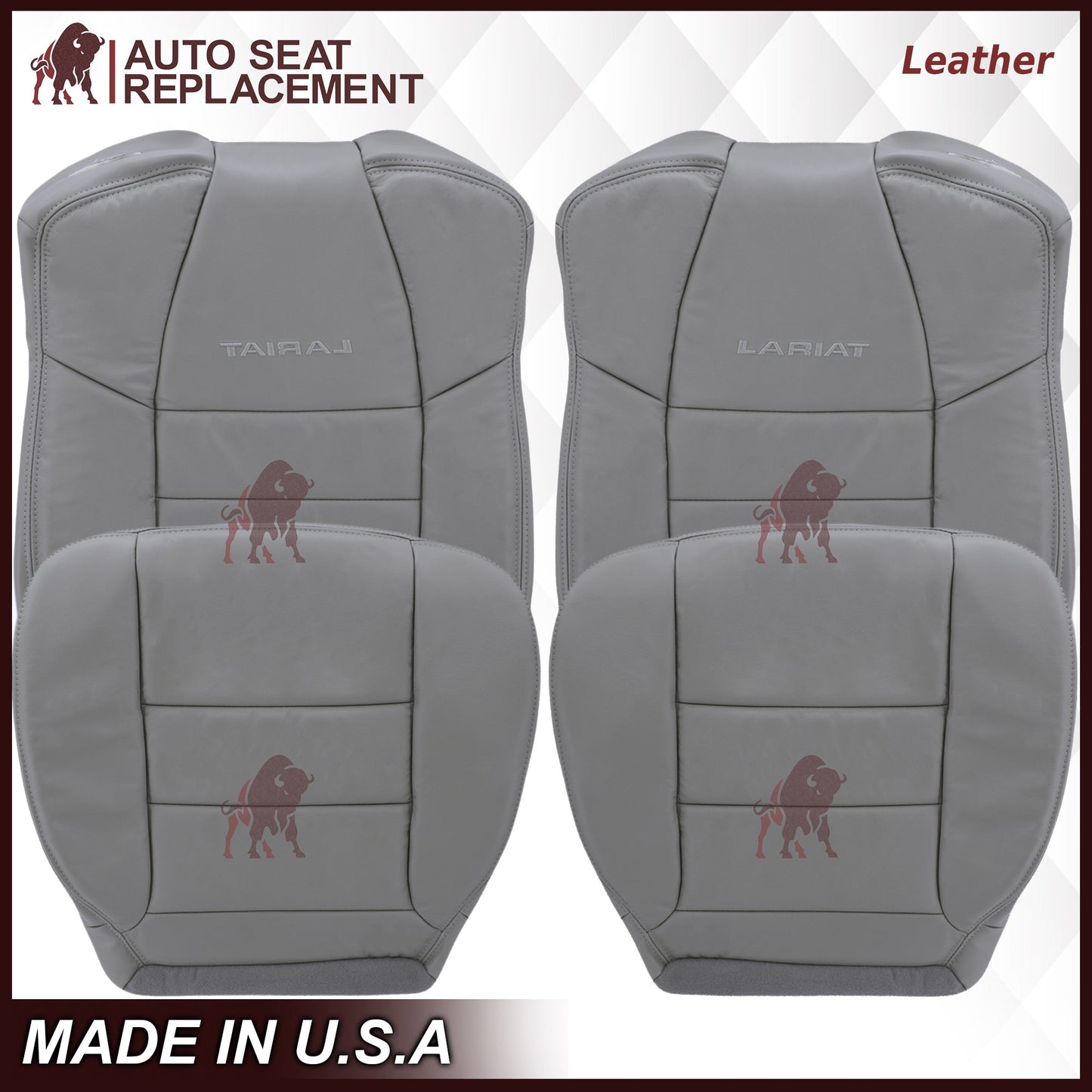 2002-2007 Ford F250/F350/F450/F550 Lariat Extended Cab Seat Cover in Flint Gray: Choose Leather or Vinyl