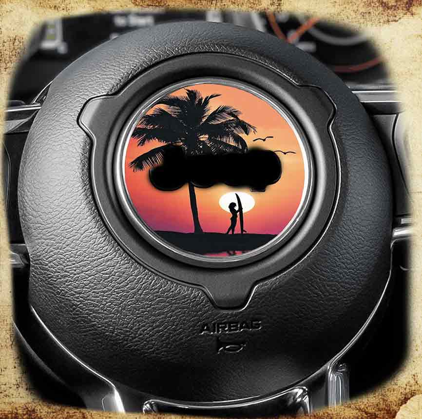 Steering wheel decal Surfs up 188