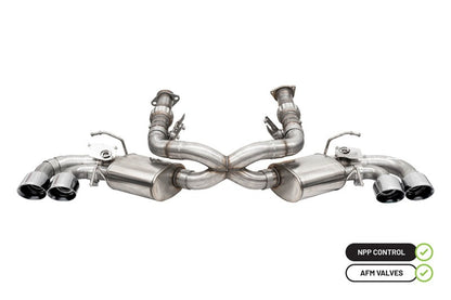 Corsa 2020 Corvette C8 3in Valved Cat-Back 4.5in Pol Quad Tips - Fits Factory Perf Exhaust w/ AFM 21100