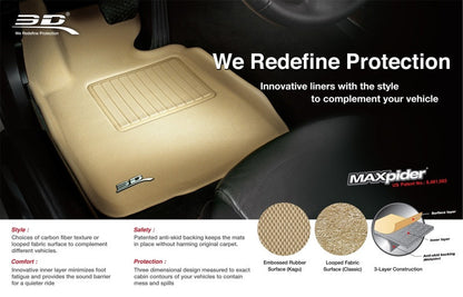 3D MAXpider 07-10 Hyundai Elantra (Sedan) Classic 2nd Row Floormat - Tan L1HY02922202