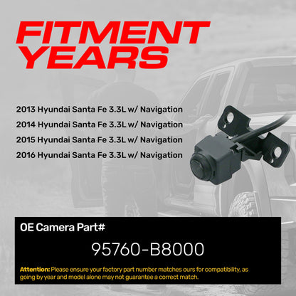 Hyundai Santa Fe 3.3L w/ Navigation (2013-2016) OEM Replacement Backup Camera OE Part # 95760-B8000
