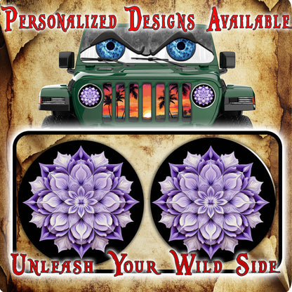 Flower purple headlight decals 148