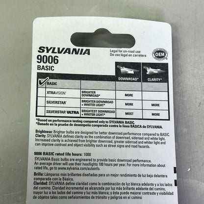 SYLVANIA (2 PACK) Basic Halogen Headlight Bulb OE Quality 12.8V 9006.BP
