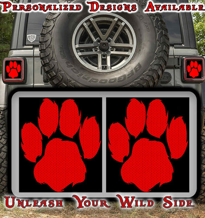 Red paw print Taillight cover decal 10