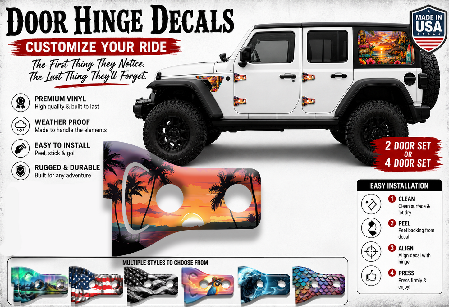 Beach sunset Door hinge decals 14