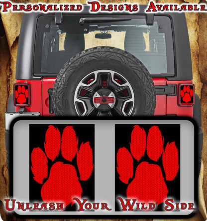 Red paw print Taillight cover decal 10