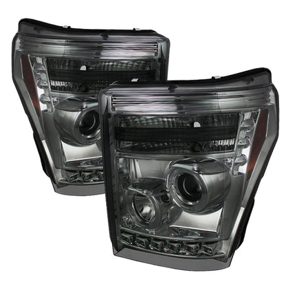 Spyder Ford Super Duty 11-15 Projector Headlights LED Halo DRL Smke Low 9006 PRO-YD-FS11-HL-SM 5070289