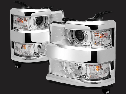 15-19 Chevy Silverado 2500HD/3500HD Chrome Housing Projector Headlight Set