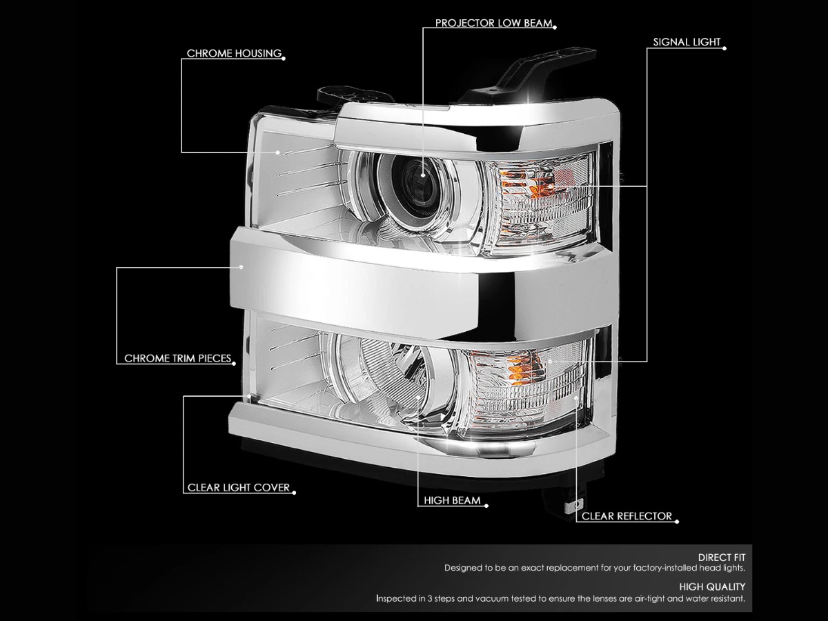 15-19 Chevy Silverado 2500HD/3500HD Chrome Housing Projector Headlight Set