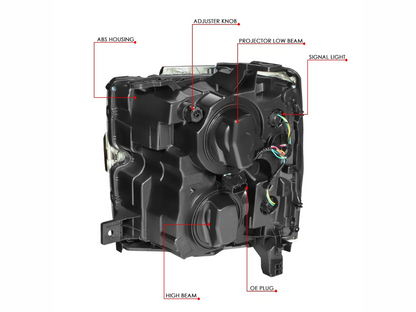 15-19 Chevy Silverado 2500HD/3500HD Projector Headlight Set Black Housing Clear Lens