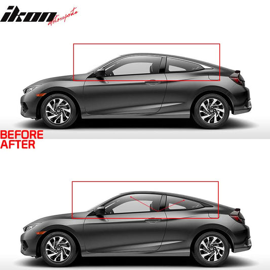 2016-2020 Honda Civic Matte Black Window Trim Chrome Delete Vinyl Kit
