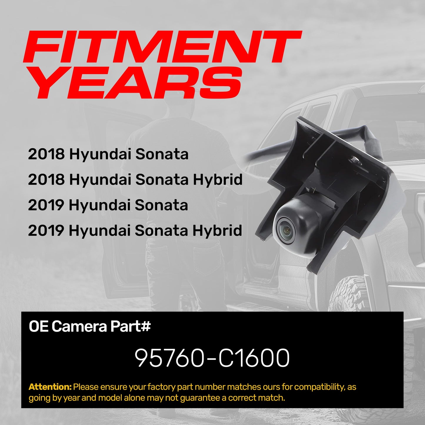 Hyundai Sonata + Hybrid (2018-2019) OEM Replacement Backup Camera OE Part # 95760-C1600