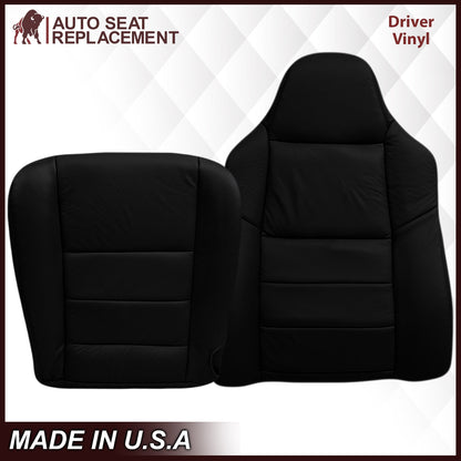 2003-2007 Ford F250/F350/F450/F550 Lariat Seat Cover in Black: Choose Leather or Vinyl