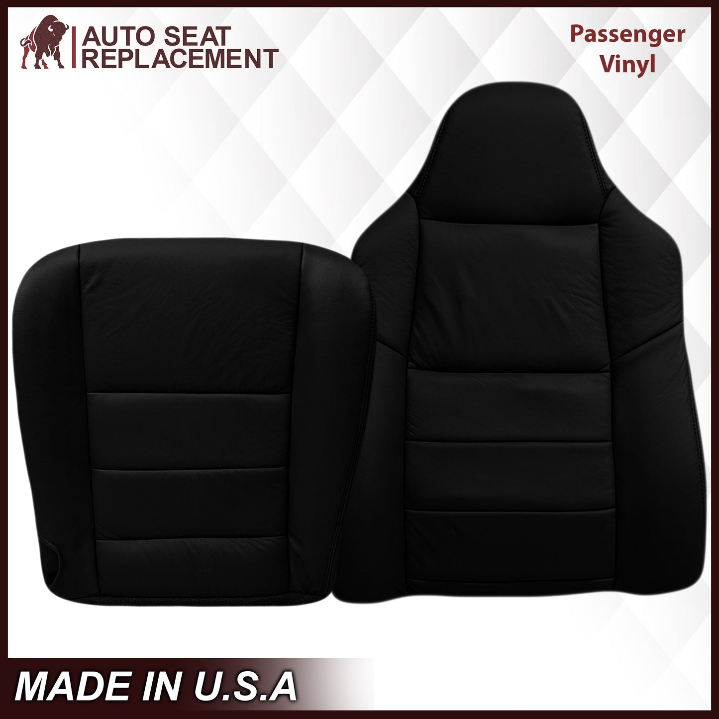 2003-2007 Ford F250/F350/F450/F550 Lariat Seat Cover in Black: Choose Leather or Vinyl