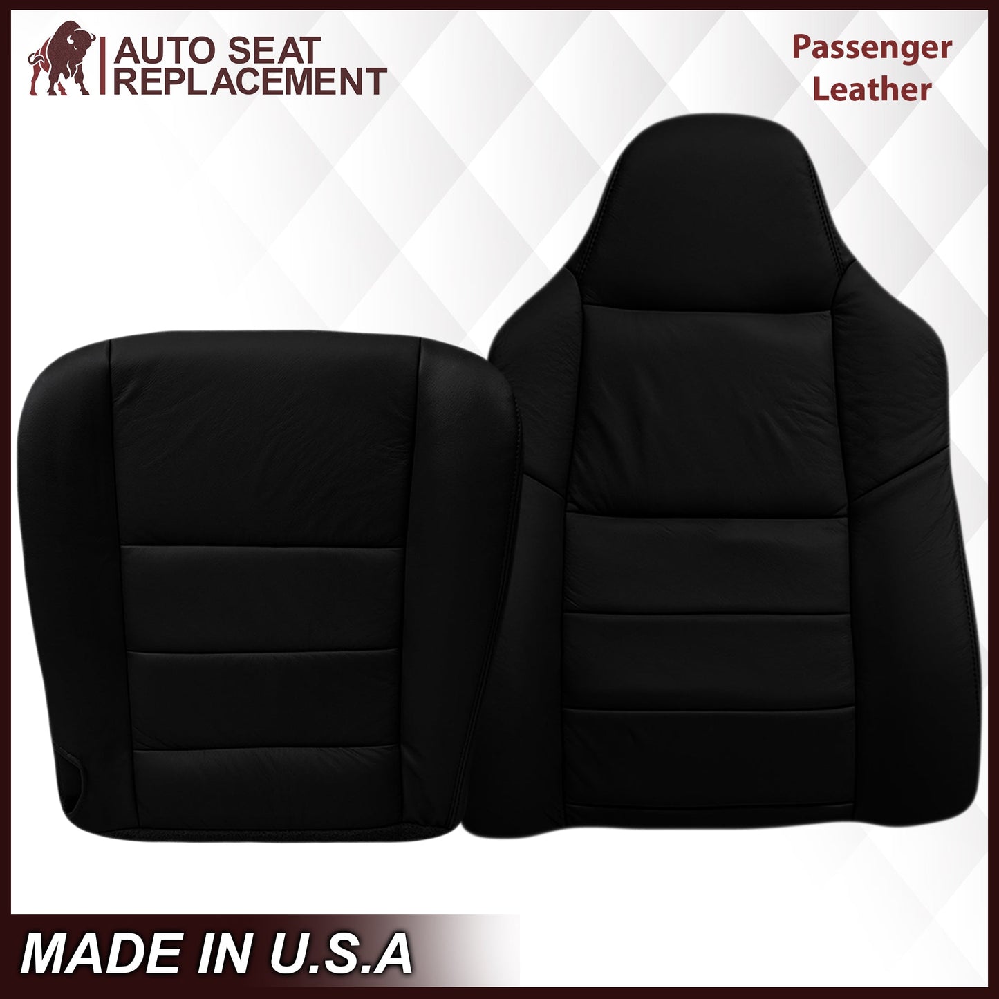 2003-2007 Ford F250/F350/F450/F550 Lariat Seat Cover in Black: Choose Leather or Vinyl