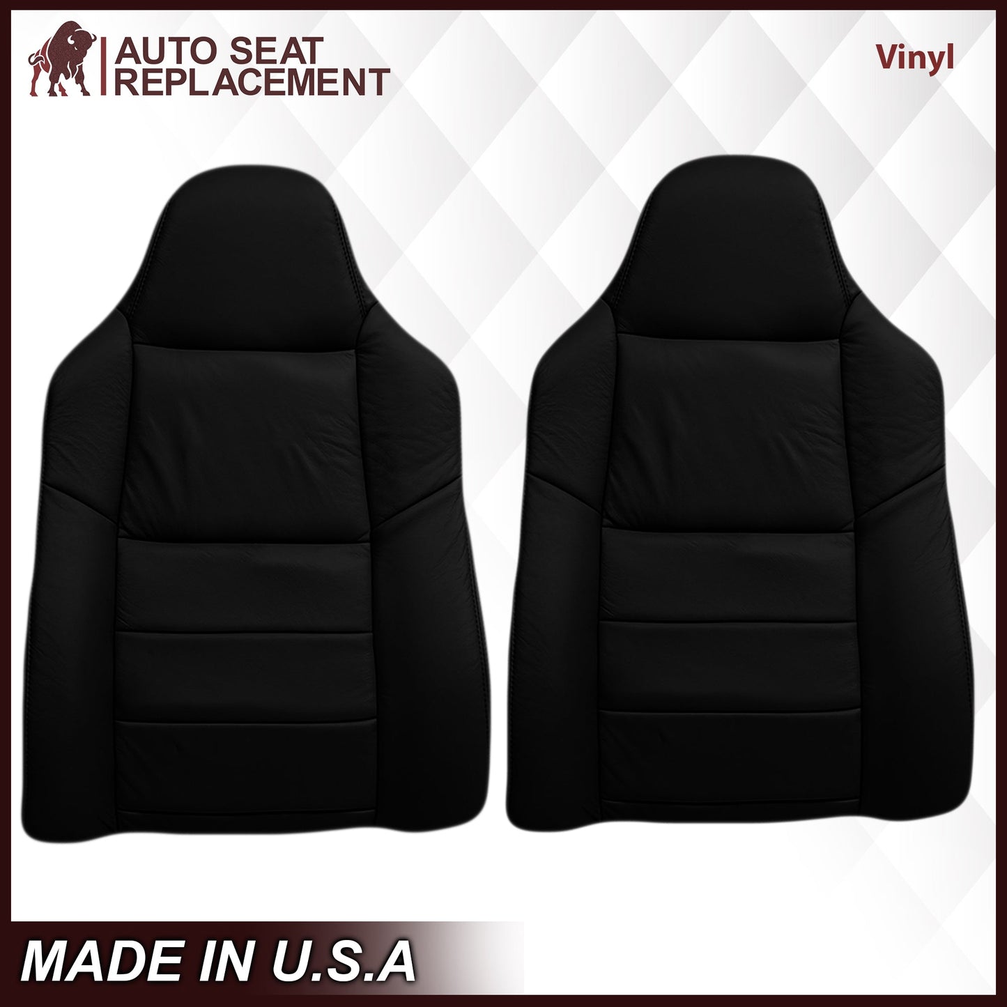 2003-2007 Ford F250/F350/F450/F550 Lariat Seat Cover in Black: Choose Leather or Vinyl